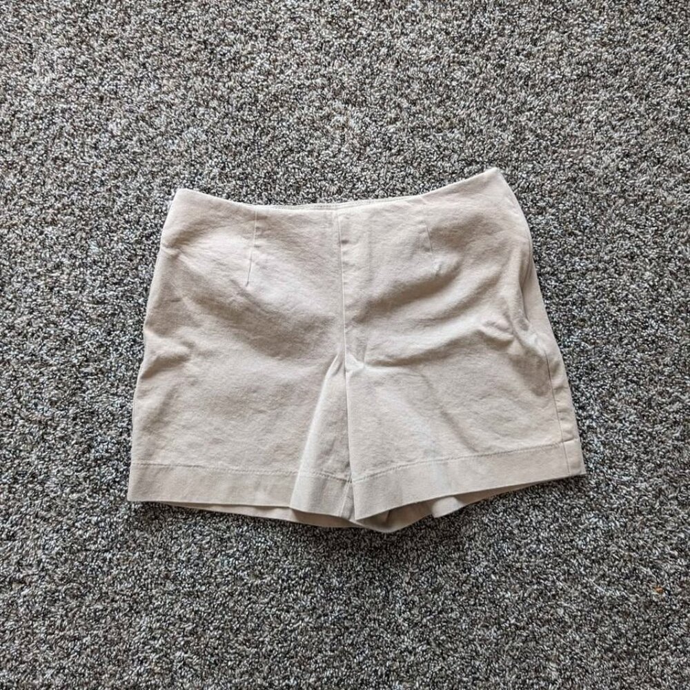 Boston Proper High-Waist Cream Linen-Blend Shorts